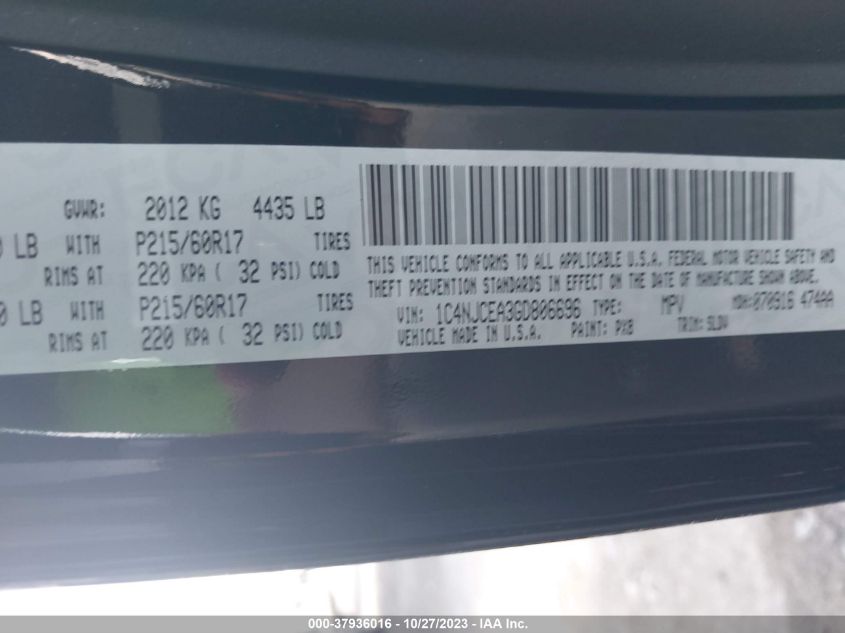 2016 JEEP COMPASS LATITUDE - 1C4NJCEA3GD806696