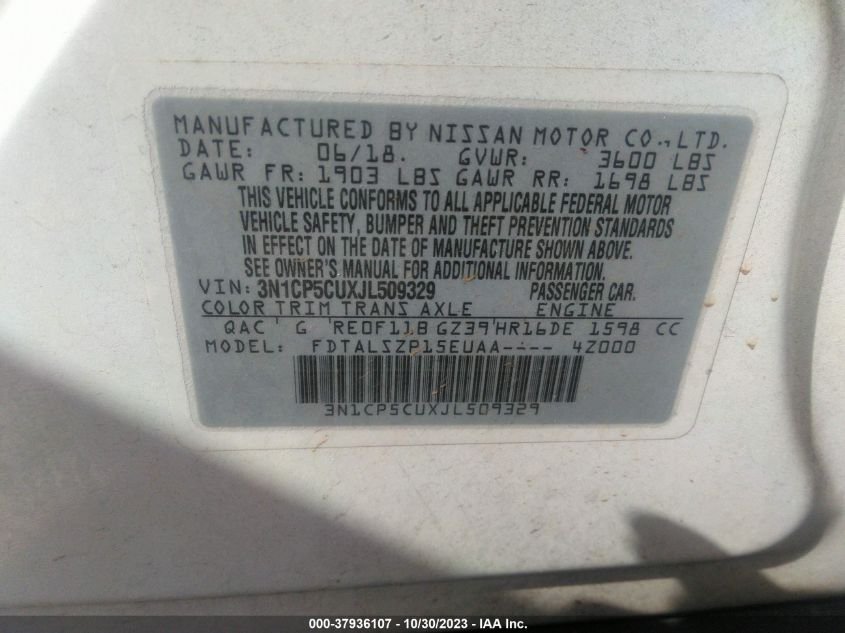 2018 NISSAN KICKS S/SR/SV - 3N1CP5CUXJL509329