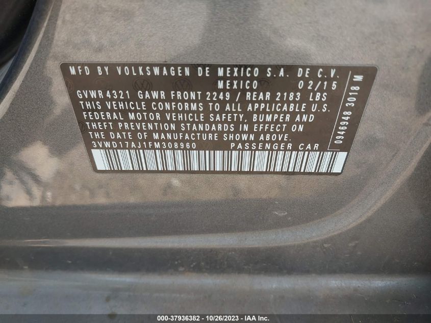2015 VOLKSWAGEN JETTA SEDAN 1.8T SE - 3VWD17AJ1FM308960