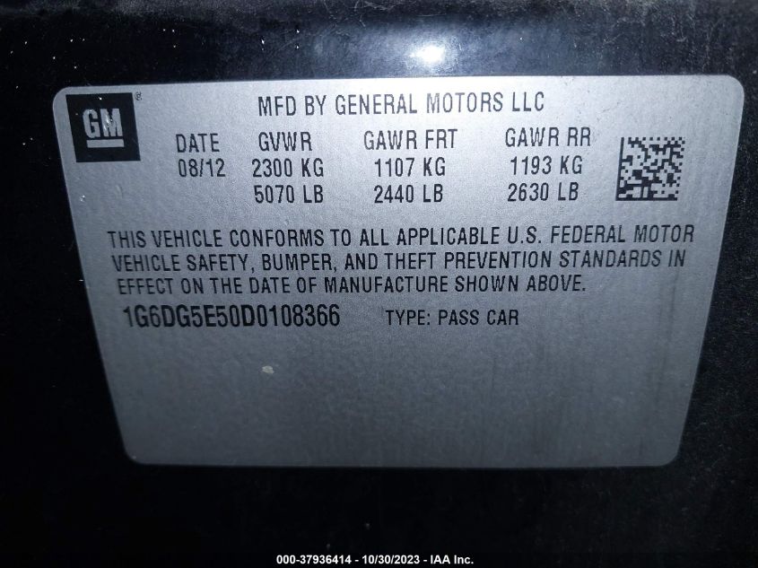 2013 CADILLAC CTS SEDAN LUXURY 1G6DG5E50D0108366