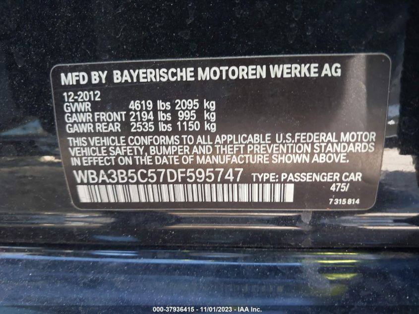 2013 BMW 328I XDRIVE - WBA3B5C57DF595747