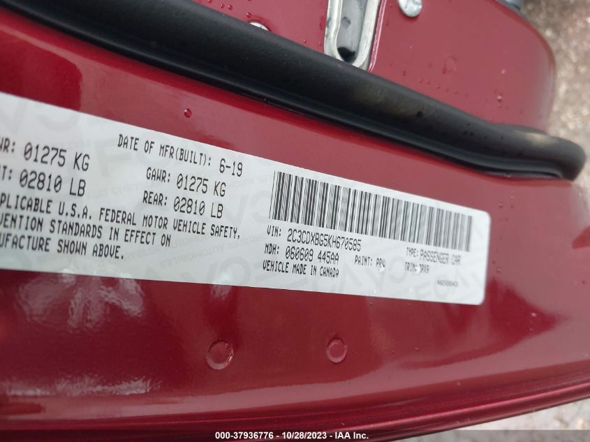 2019 DODGE CHARGER SXT - 2C3CDXBG5KH670585