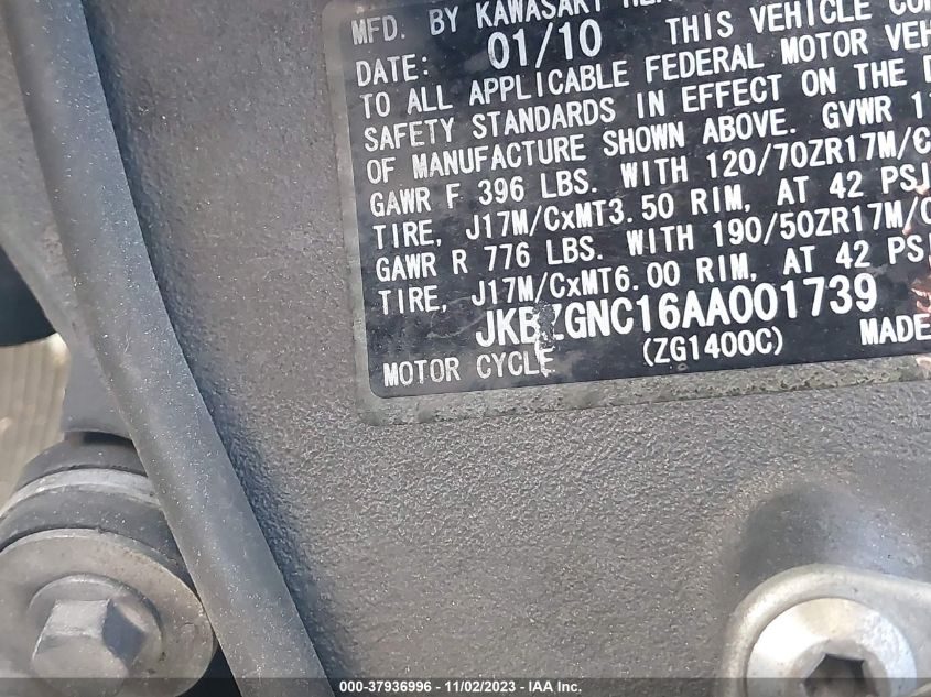 2010 KAWASAKI ZG1400 C JKBZGNC16AA001739