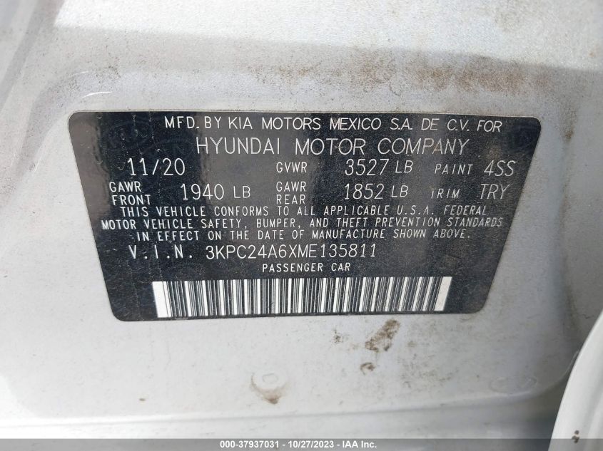 2021 HYUNDAI ACCENT SE/SEL - 3KPC24A6XME135811