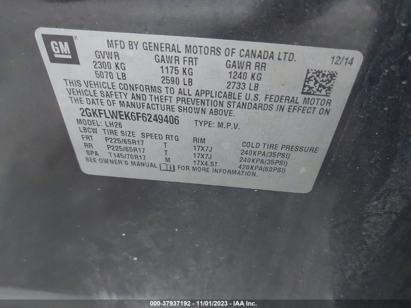 2015 GMC TERRAIN SLE - 2GKFLWEK6F6249406