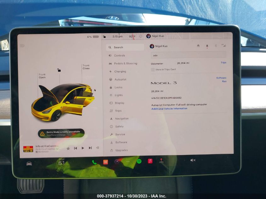 2023 TESLA MODEL 3 - 5YJ3E1EA3PF486482