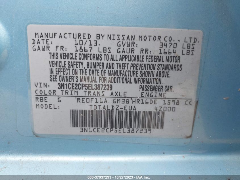 2014 NISSAN VERSA NOTE SV - 3N1CE2CP5EL387239