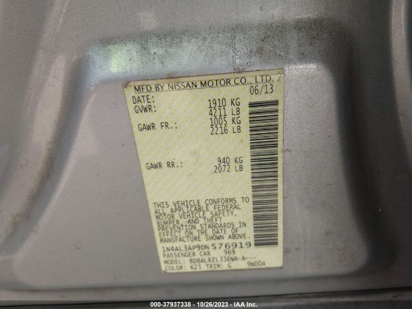 2013 NISSAN ALTIMA 2.5 S - 1N4AL3AP9DN576919