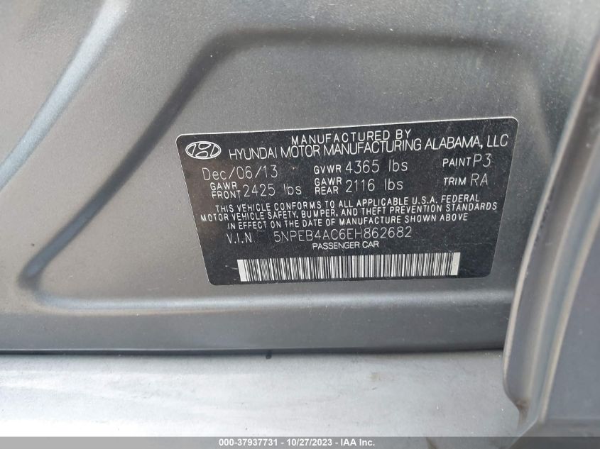 2014 HYUNDAI SONATA GLS - 5NPEB4AC6EH862682