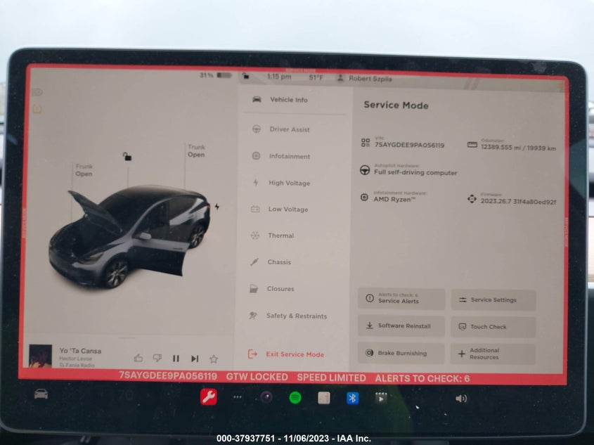 VIN 7SAYGDEE9PA056119 2023 TESLA MODEL Y