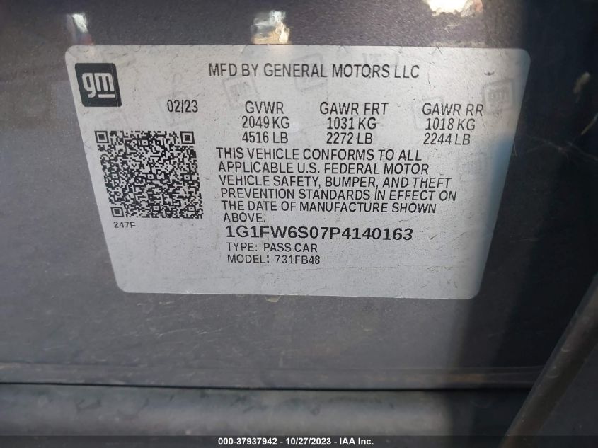 2023 CHEVROLET BOLT EV 1LT - 1G1FW6S07P4140163