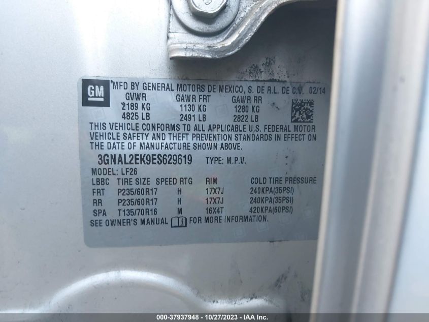 2014 CHEVROLET CAPTIVA SPORT 2LS - 3GNAL2EK9ES629619