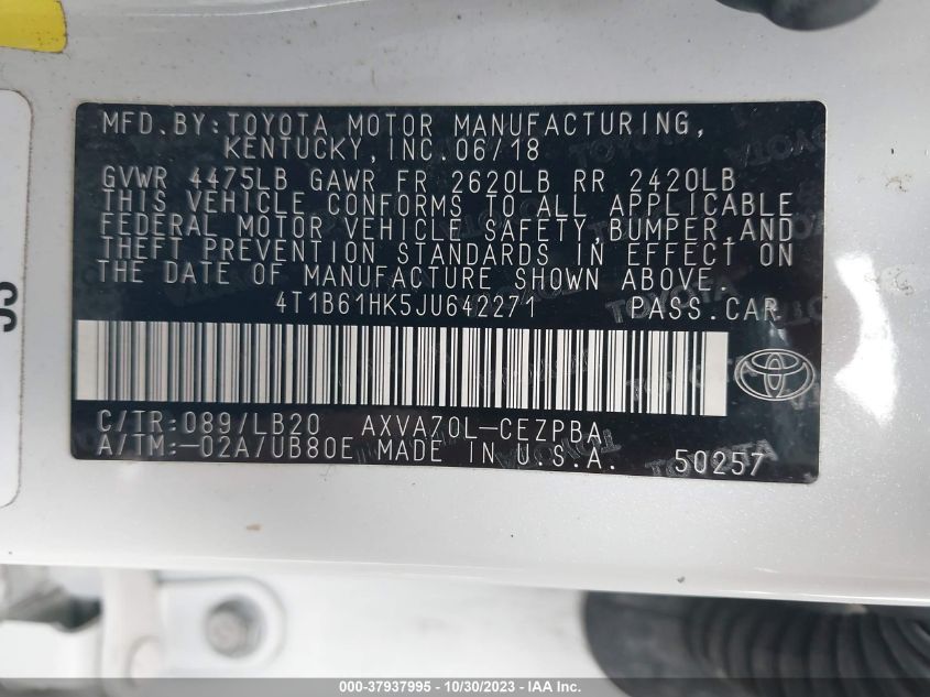 2018 TOYOTA CAMRY XSE - 4T1B61HK5JU642271