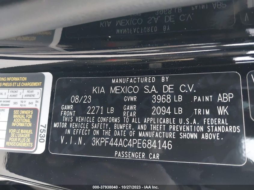 2023 KIA FORTE GT - 3KPF44AC4PE684146