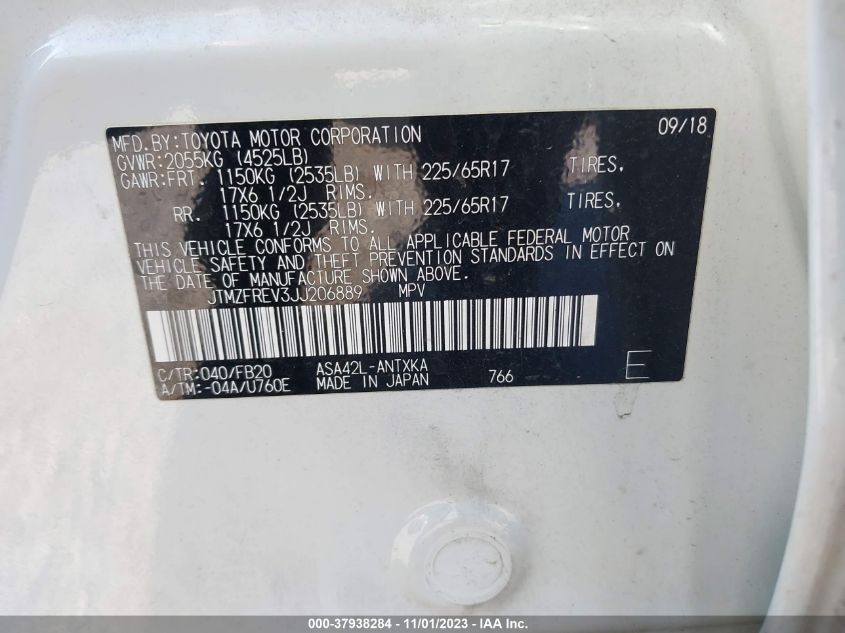 2018 TOYOTA RAV4 LE - JTMZFREV3JJ206889