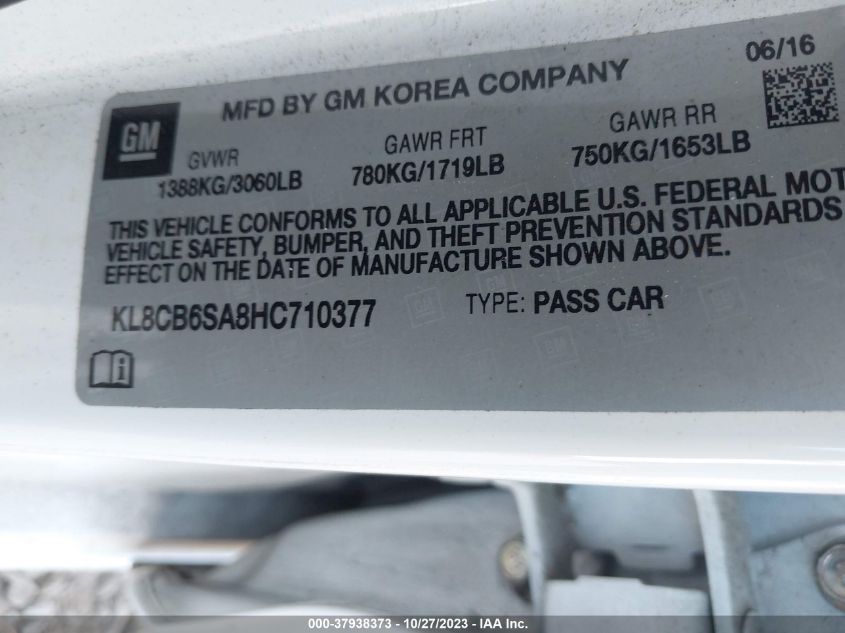 2017 CHEVROLET SPARK LS - KL8CB6SA8HC710377
