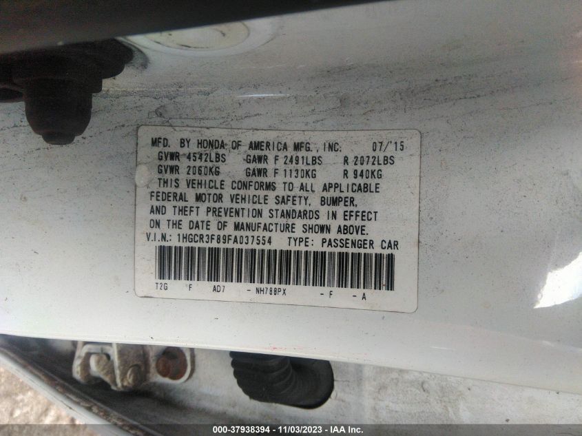 2015 HONDA ACCORD EXL - 1HGCR3F89FA037554