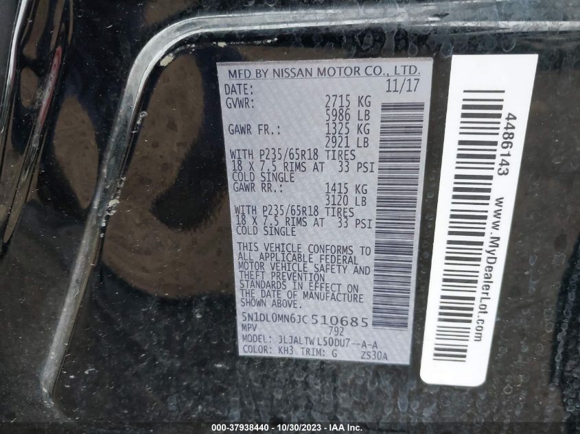 2018 INFINITI QX60 - 5N1DL0MN6JC510685