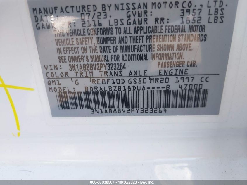 VIN 3N1AB8BV2PY323264 2023 NISSAN SENTRA S