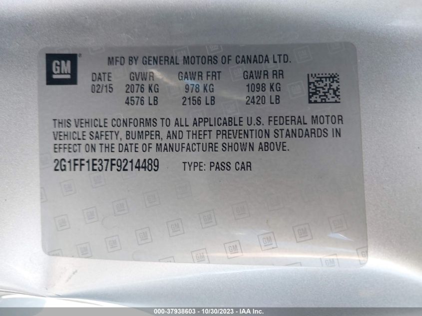2015 CHEVROLET CAMARO LT - 2G1FF1E37F9214489