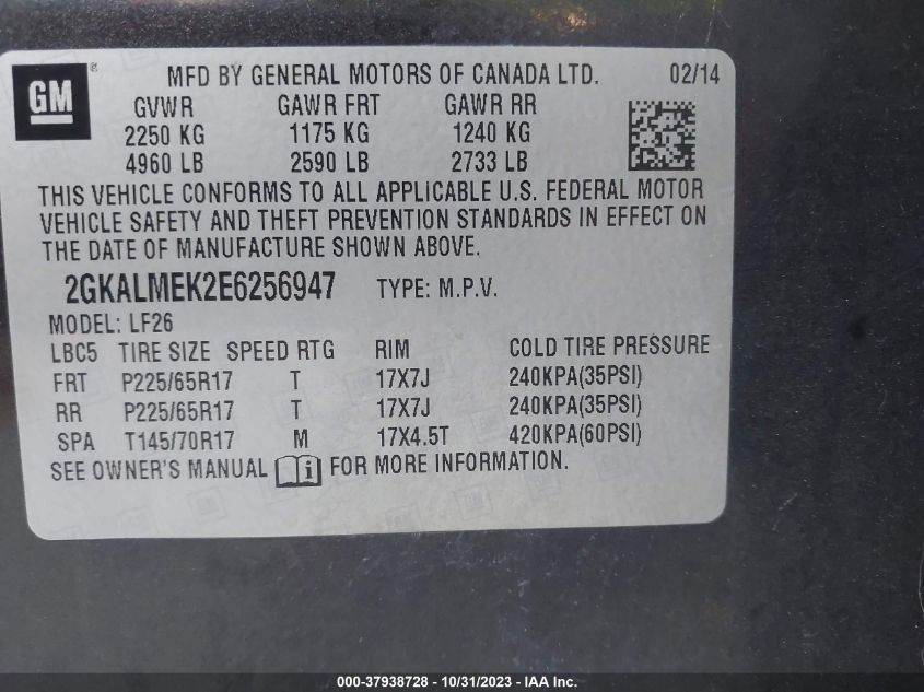2014 GMC TERRAIN SLE - 2GKALMEK2E6256947