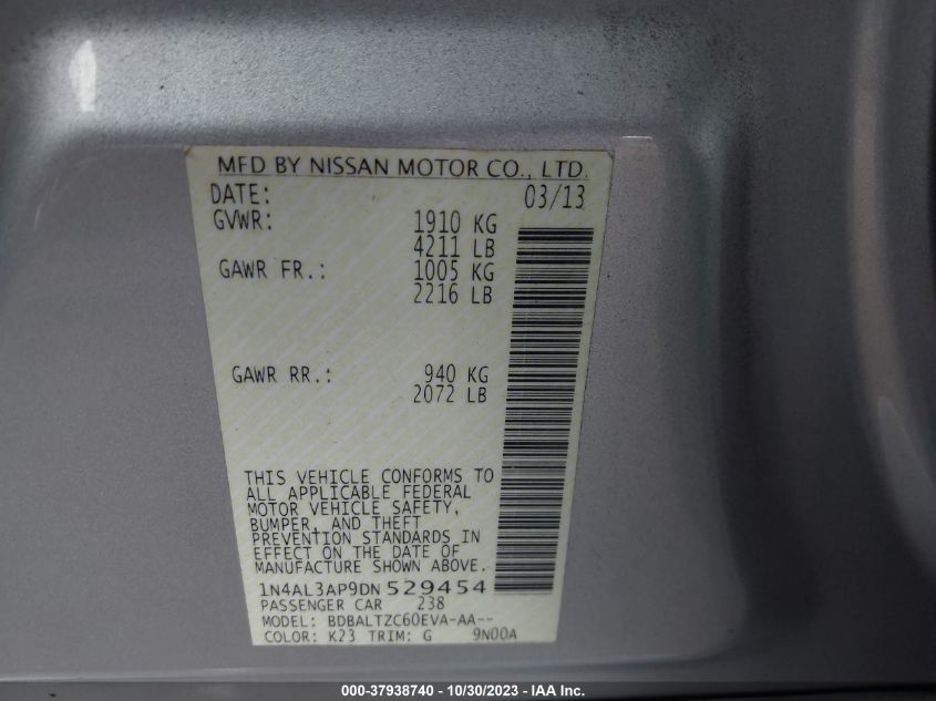 2013 NISSAN ALTIMA 2.5 SV - 1N4AL3AP9DN529454