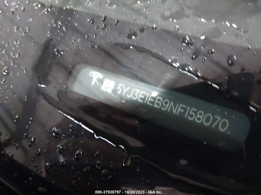 2022 TESLA MODEL 3 - 5YJ3E1EB9NF158070