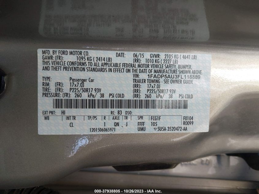 2015 FORD C-MAX HYBRID SE - 1FADP5AU3FL118889
