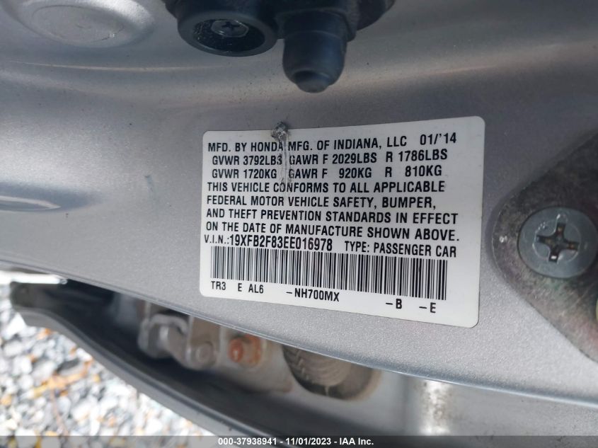 2014 HONDA CIVIC EX - 19XFB2F83EE016978