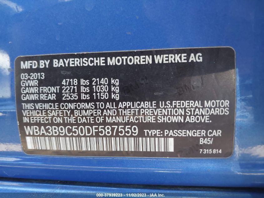 2013 BMW 335I XDRIVE WBA3B9C50DF587559