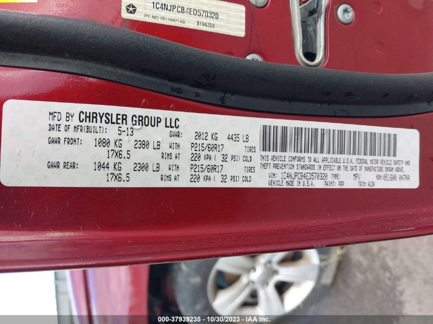 2014 JEEP PATRIOT LIMITED - 1C4NJPCB4ED570320