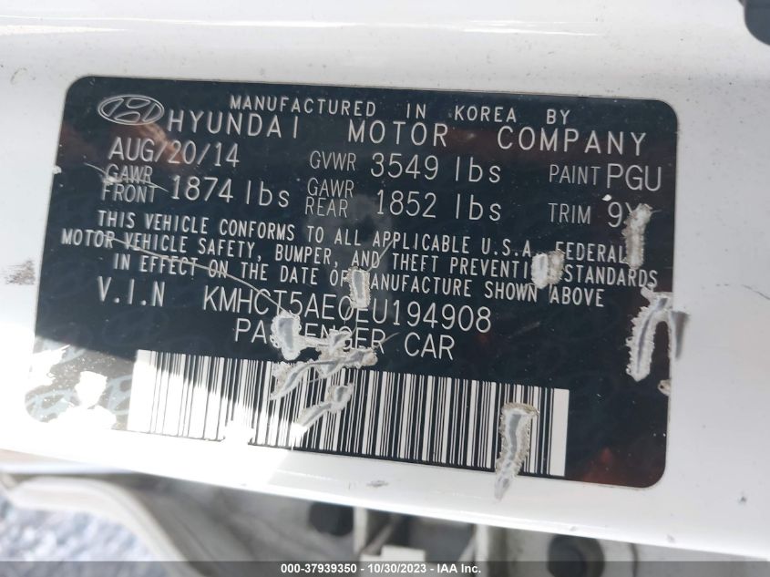 2014 HYUNDAI ACCENT GS - KMHCT5AE0EU194908