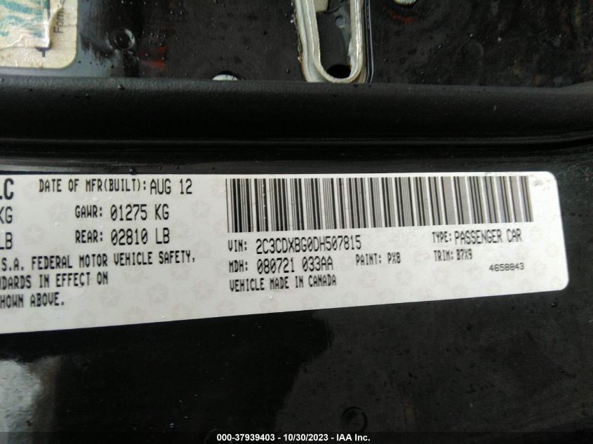 2013 DODGE CHARGER SE - 2C3CDXBG0DH507815