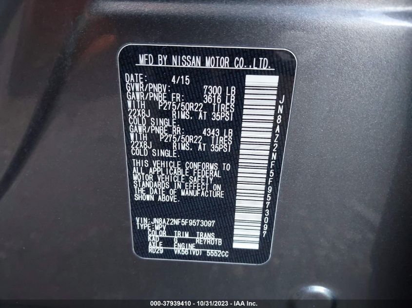 2015 INFINITI QX80 - JN8AZ2NF5F9573097