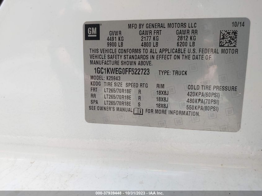 2015 CHEVROLET SILVERADO 2500HD LTZ - 1GC1KWEG0FF522723