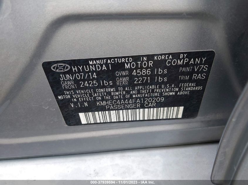 2015 HYUNDAI SONATA HYBRID LIMITED - KMHEC4A44FA120209