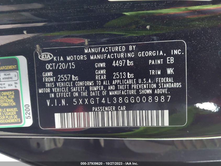 2016 KIA OPTIMA LX - 5XXGT4L38GG008987