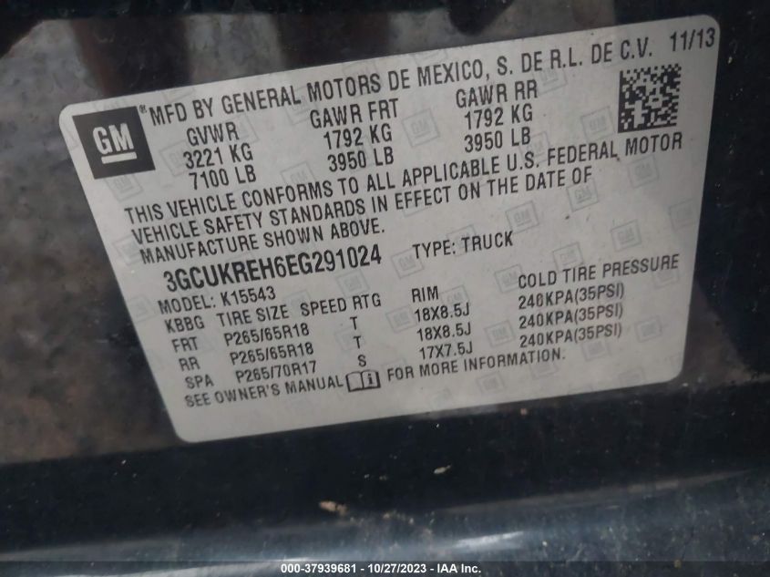 2014 CHEVROLET SILVERADO 1500 LT - 3GCUKREH6EG291024