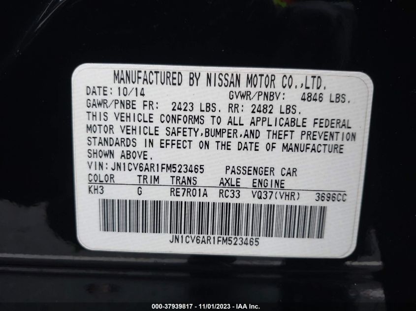 2015 INFINITI Q40 JN1CV6AR1FM523465