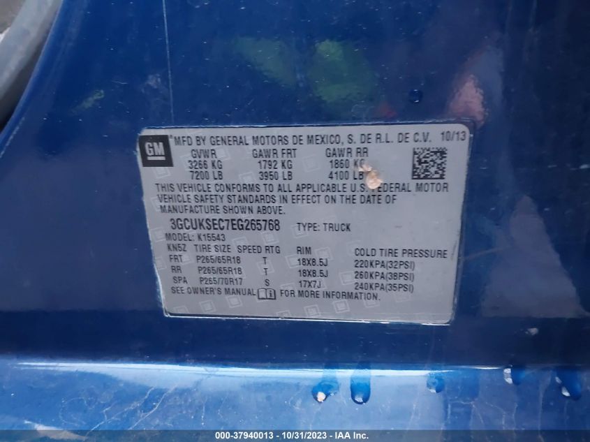 2014 CHEVROLET SILVERADO 1500 LTZ - 3GCUKSEC7EG265768