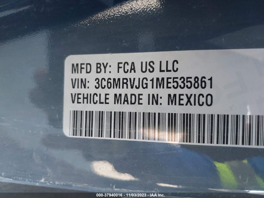 2021 RAM PROMASTER 3500 CARGO VAN HIGH ROOF 159" WB EXT - 3C6MRVJG1ME535861