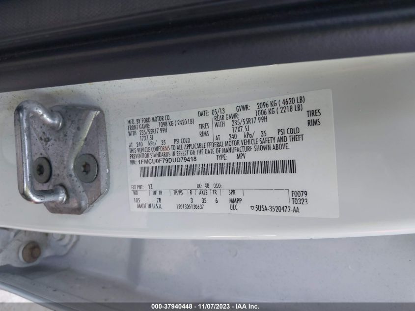 2013 FORD ESCAPE S - 1FMCU0F79DUD79418