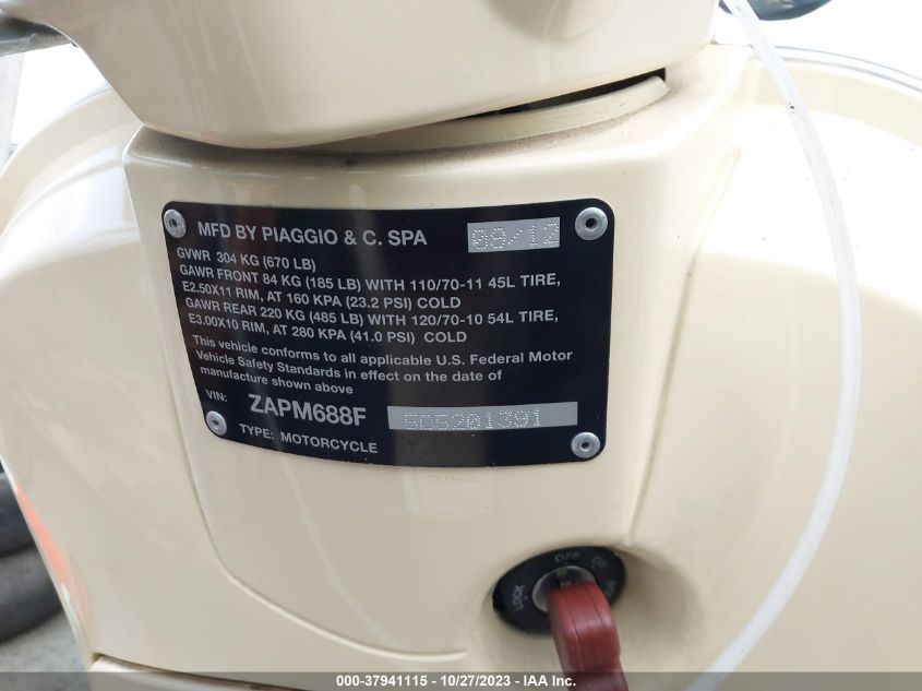 2013 VESPA LX 150IE ZAPM688F5D5201391