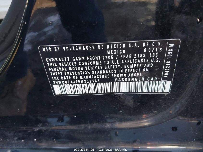 2014 VOLKSWAGEN JETTA SEDAN SE 3VWD07AJ4EM222155