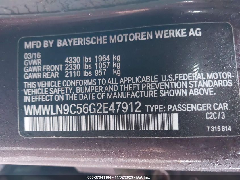 2016 MINI COOPER CLUBMAN S WMWLN9C56G2E47912