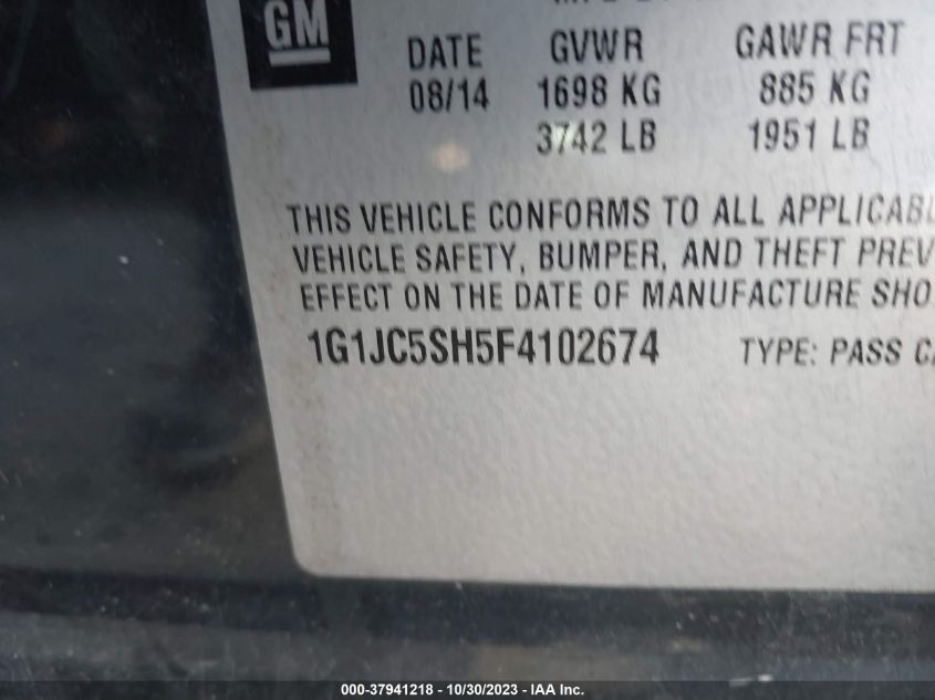 2015 CHEVROLET SONIC LT - 1G1JC5SH5F4102674