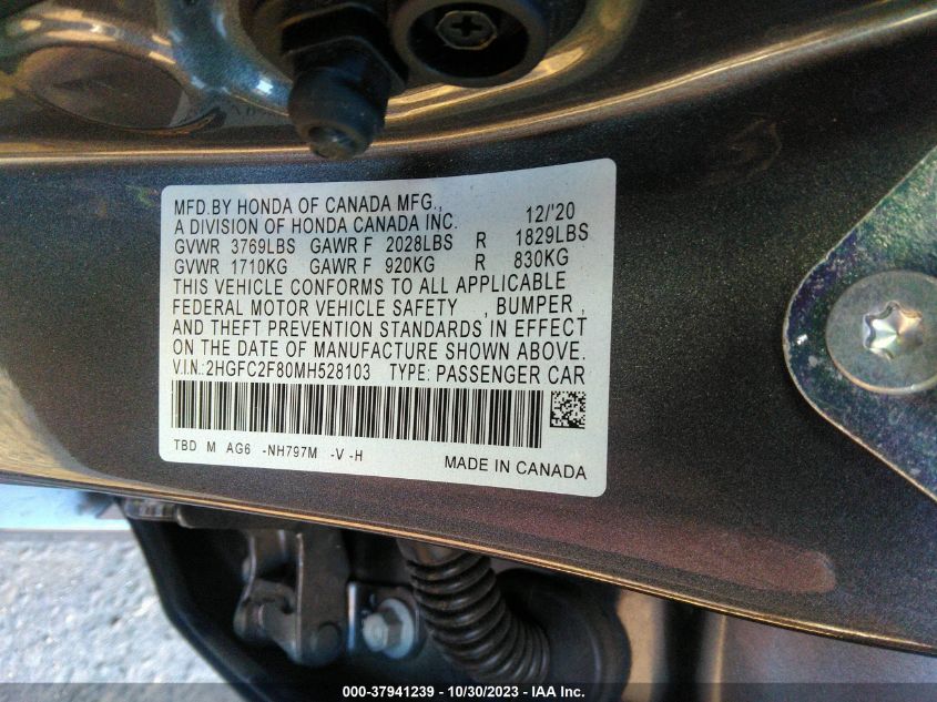 2021 HONDA CIVIC SPORT - 2HGFC2F80MH528103