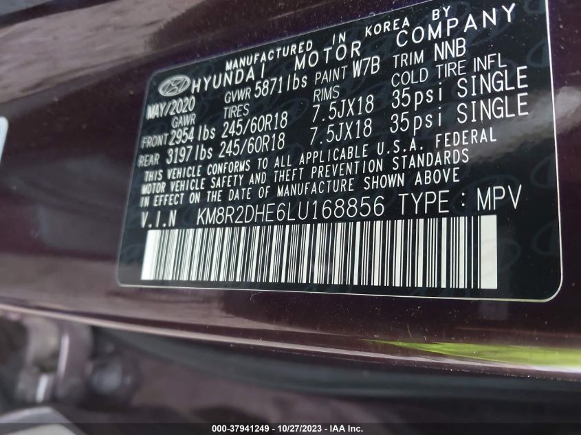 2020 HYUNDAI PALISADE SEL - KM8R2DHE6LU168856