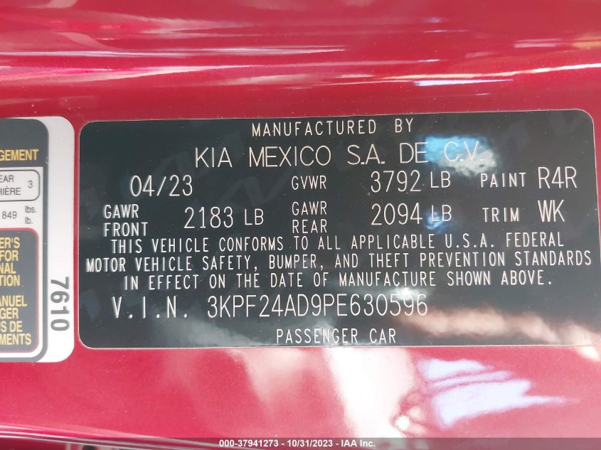 2023 KIA FORTE LX/LXS - 3KPF24AD9PE630596