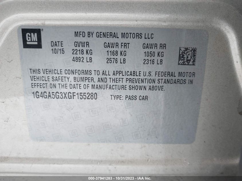 2016 BUICK LACROSSE - 1G4GA5G3XGF155280